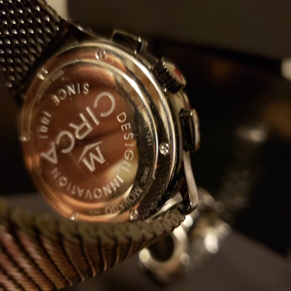 Movado Circa Chronograph with Tachymeter Black Stainless Steel Mesh Band - Picture 5 of 5